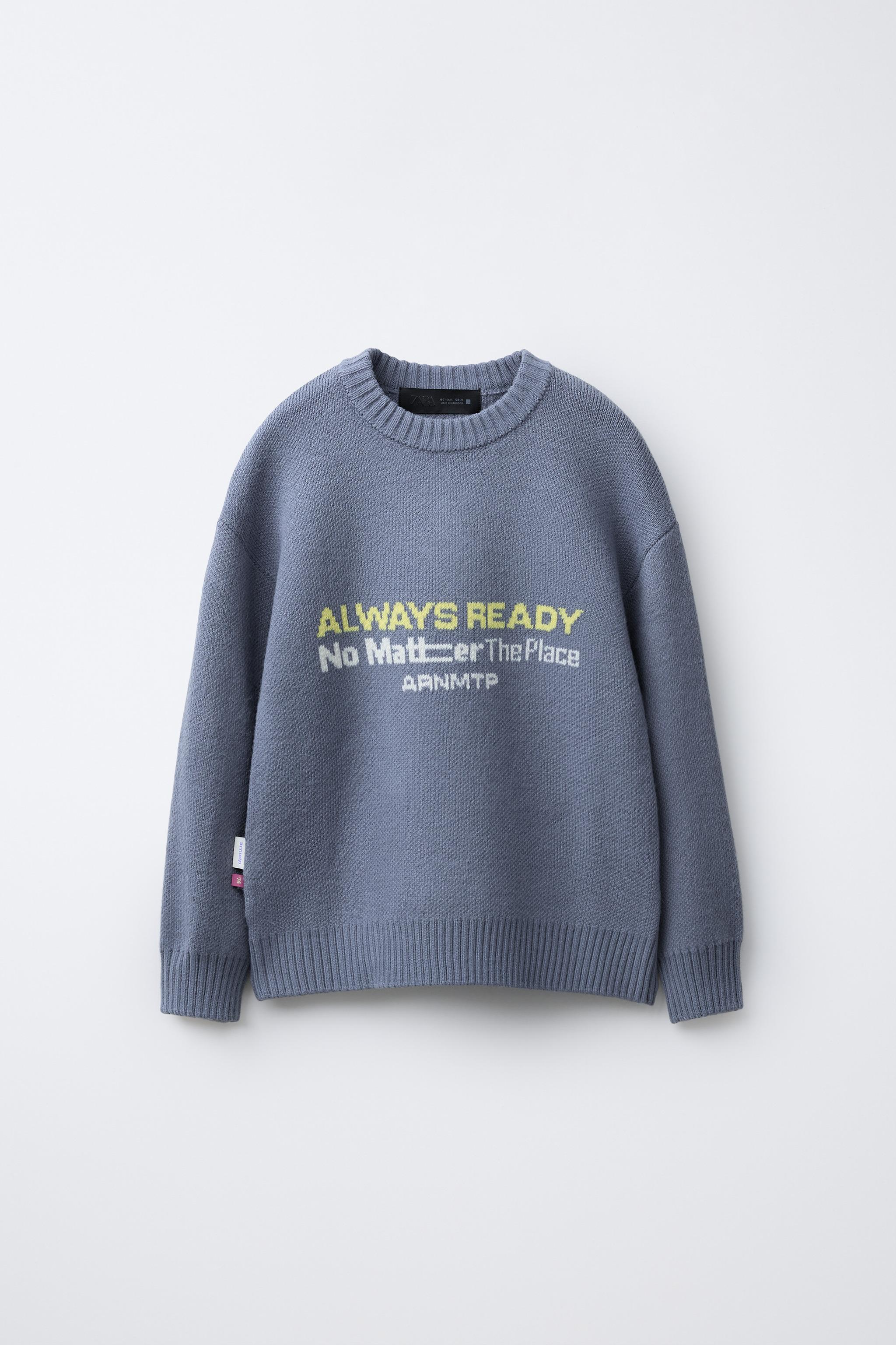 KNIT JUMPER WITH PRINTED TEXT